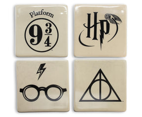 Harry Potter Icons Ceramic Square Drink Coasters | Set of 4