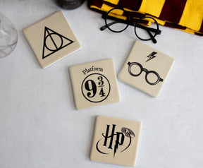 Harry Potter Icons Ceramic Square Drink Coasters | Set of 4