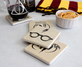 Harry Potter Icons Ceramic Square Drink Coasters | Set of 4