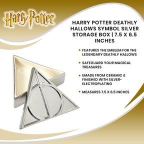 Harry Potter Deathly Hallows Symbol Silver Storage Box | 7.5 x 6.5 Inches