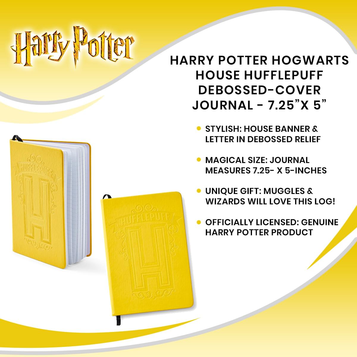 Harry Potter Hogwarts House Hufflepuff Debossed-Cover Journal - 7.25”x 5”