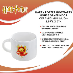 Harry Potter Hogwarts House Gryffindor Ceramic Mini Mug - 2.67”L x 2”H
