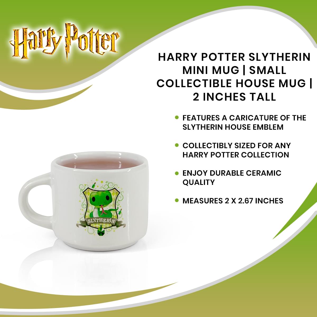 Harry Potter Slytherin Mini Mug | Small Collectible House Mug | 2 Inches Tall