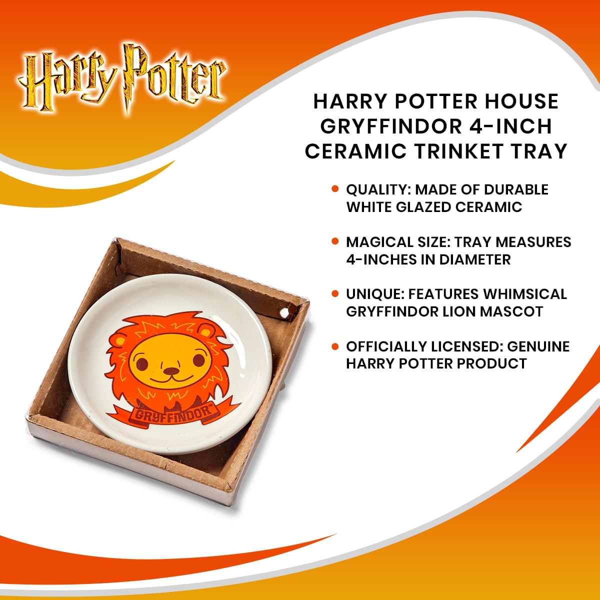 Harry Potter House Gryffindor 4-Inch Ceramic Trinket Tray
