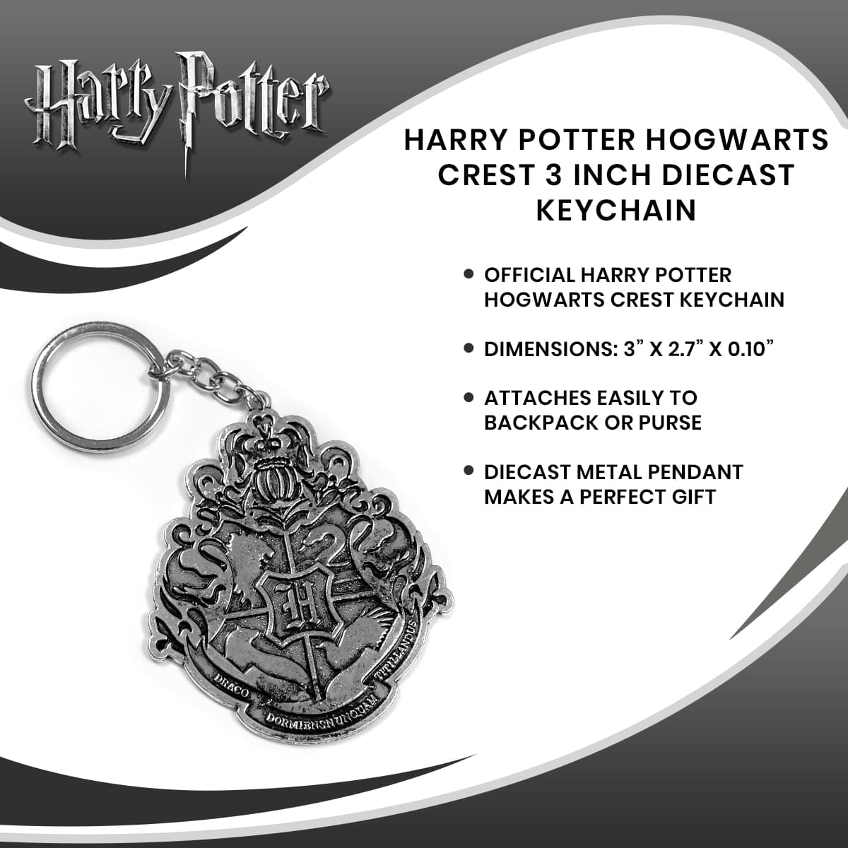 Harry Potter Hogwarts Crest 3 Inch Diecast Keychain