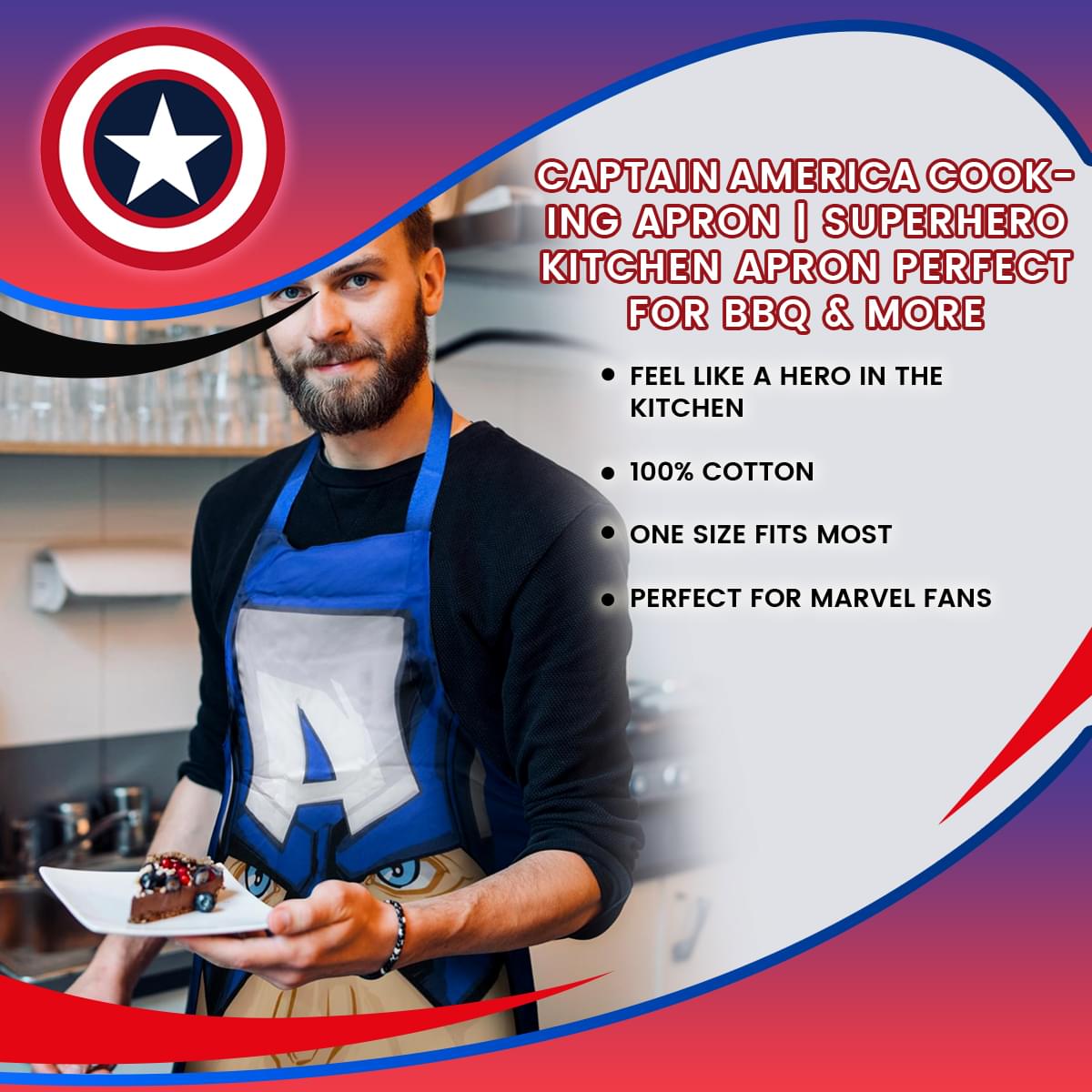 Marvel I Am Captain America Adult Kitchen Apron