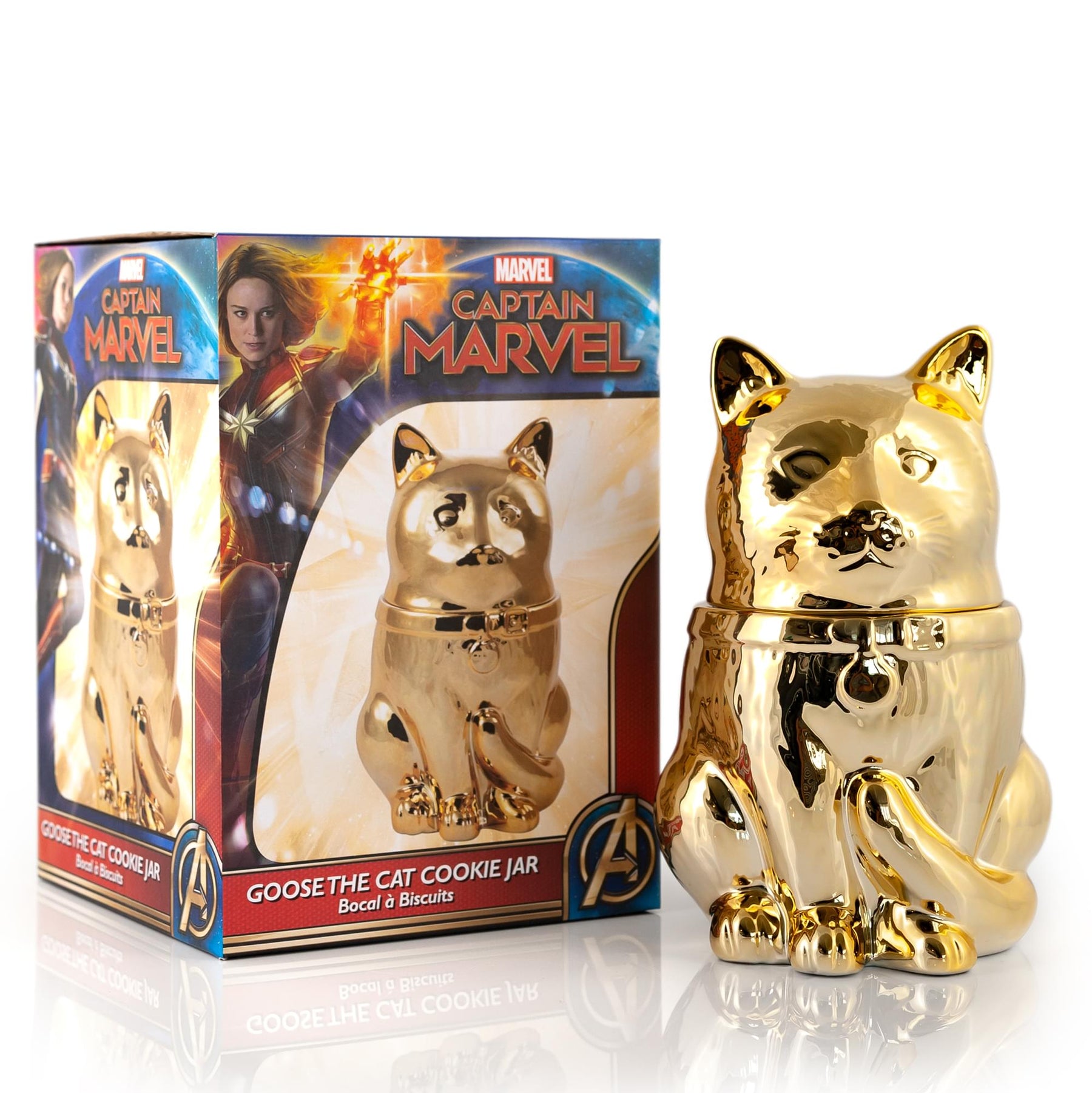 Marvel’s Captain Marvel Goose Gold Electroplated Ceramic Cookie Jar