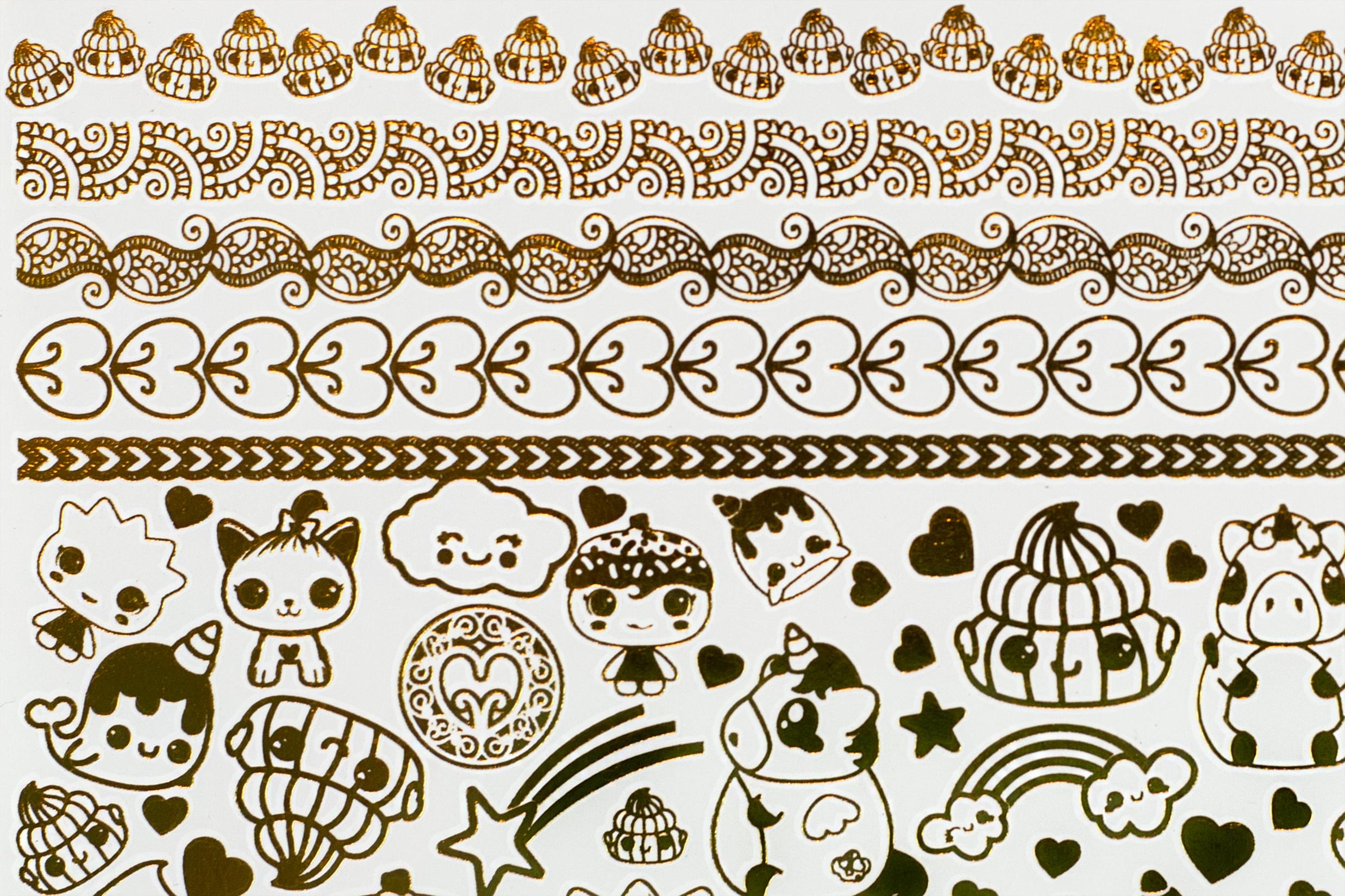Glitter Galaxy Gold Shimmer Temporary Tattoo Sheet Wave 1