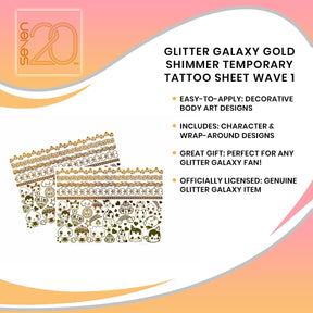 Glitter Galaxy Gold Shimmer Temporary Tattoo Sheet Wave 1