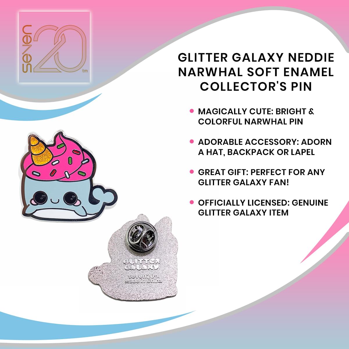 Glitter Galaxy Neddie Narwhal Soft Enamel Collector's Pin