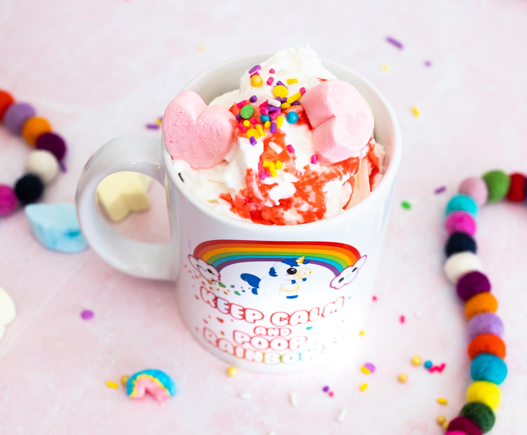 Glitter Galaxy Keep Calm and Poop Rainbows 11 Ounce Ceramic Mug