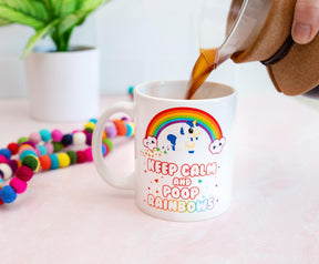 Glitter Galaxy Keep Calm and Poop Rainbows 11 Ounce Ceramic Mug
