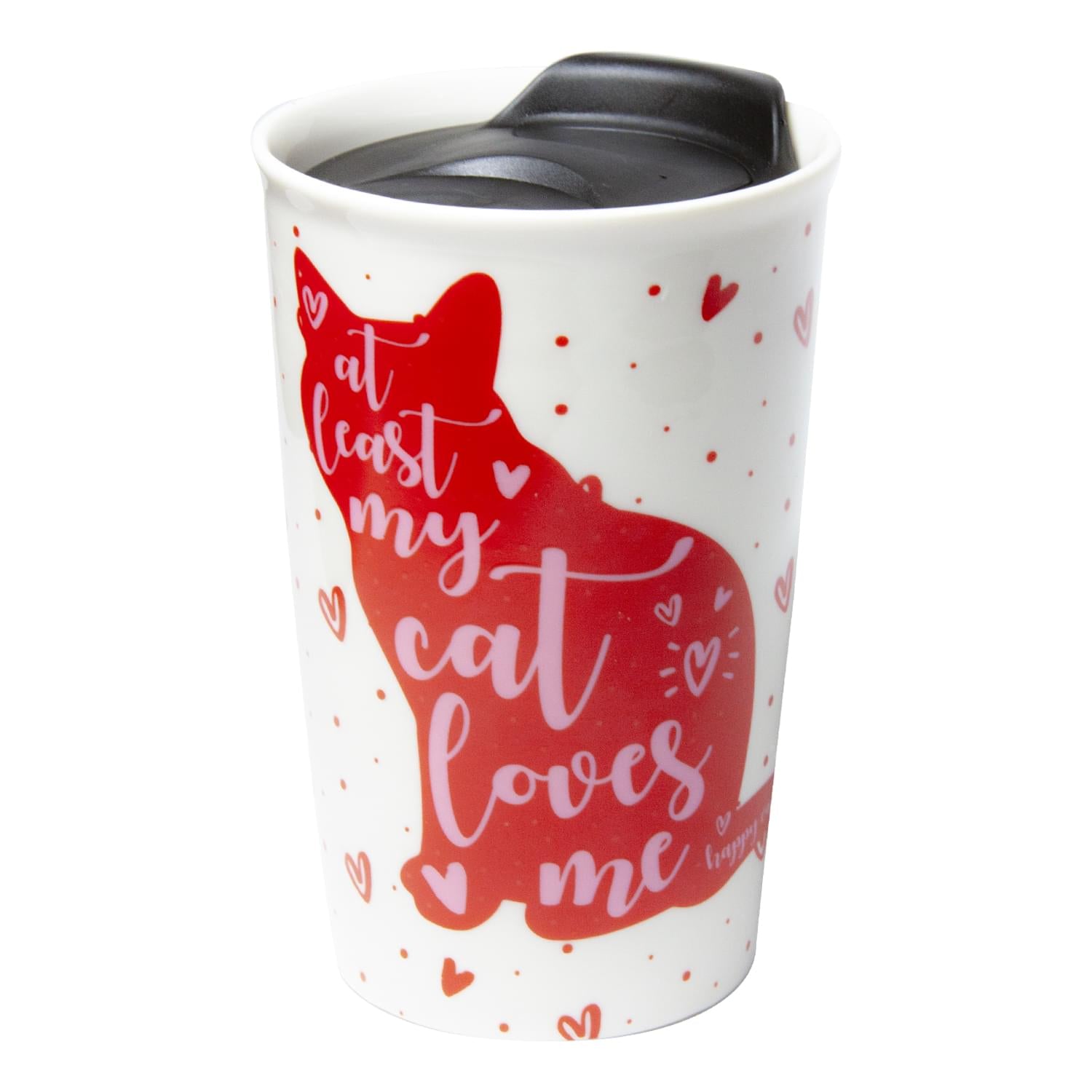 Cat Coffee Mug | 9-Ounce Ceramic Coffee Cup | Cute Hearts & Kitty Mug Gift