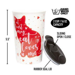 Cat Coffee Mug | 9-Ounce Ceramic Coffee Cup | Cute Hearts & Kitty Mug Gift
