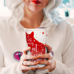 Cat Coffee Mug | 9-Ounce Ceramic Coffee Cup | Cute Hearts & Kitty Mug Gift