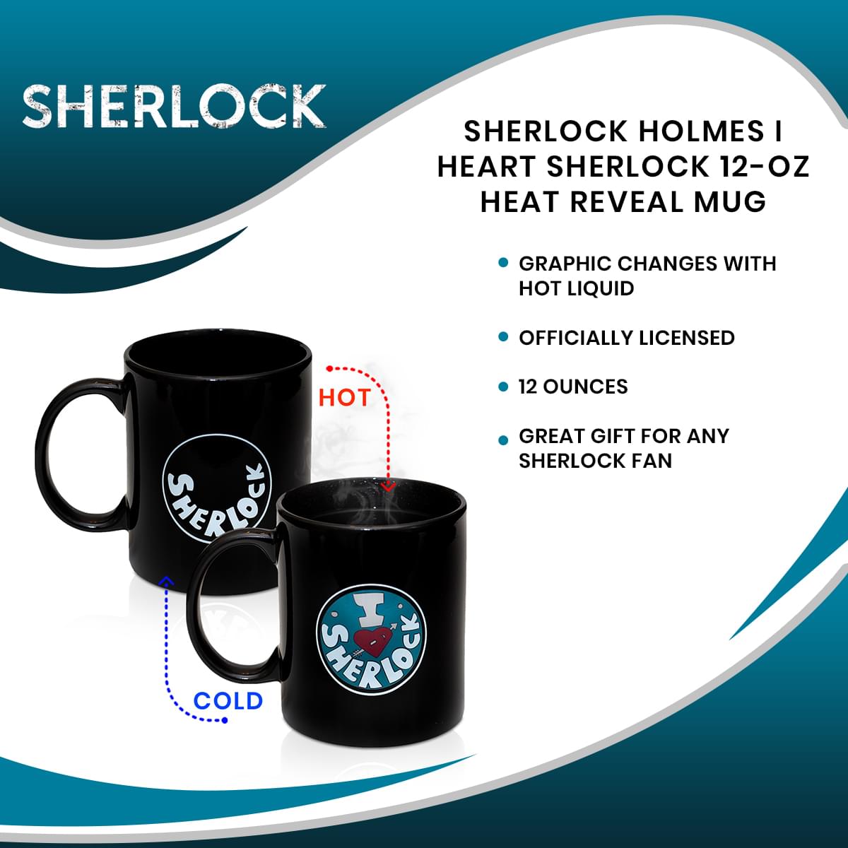 Sherlock Holmes I Heart Sherlock 12-oz Heat- Reveal Mug