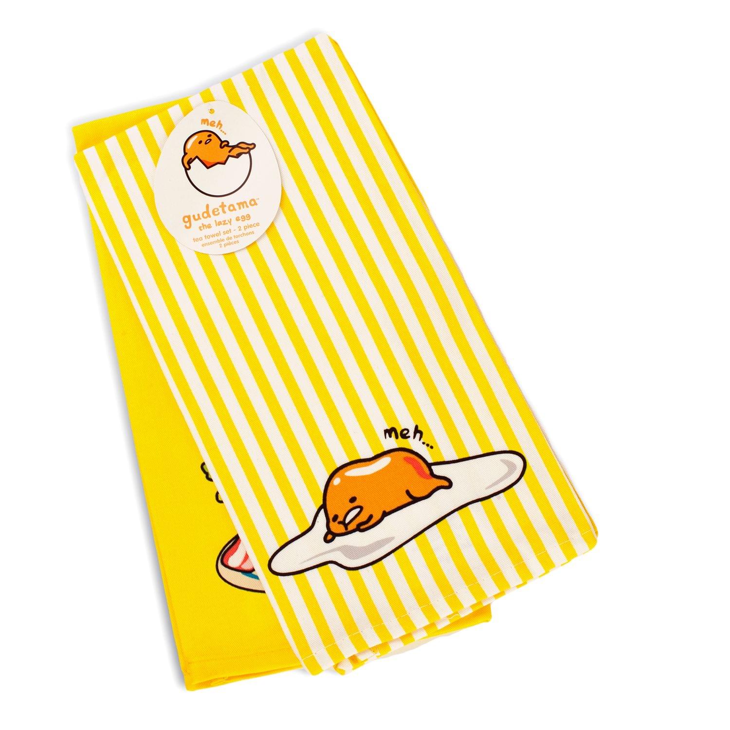 OFFICIAL Gudetama Lazy Egg Cute Dish Towels | Perfect Kitchen Accents | Set of 2