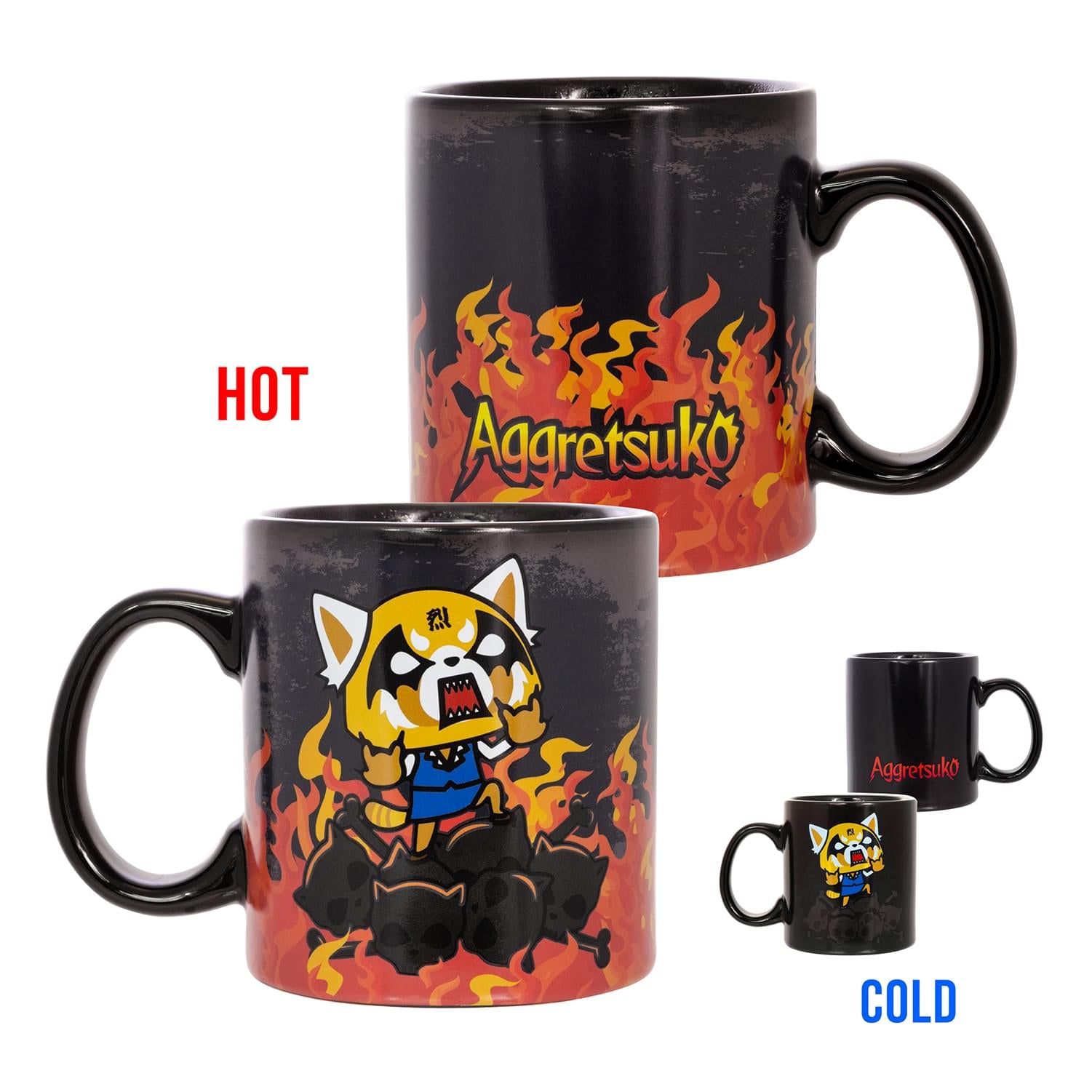 Aggretsuko Heat Reveal Fire & Skulls 20oz Ceramic Coffee Mug