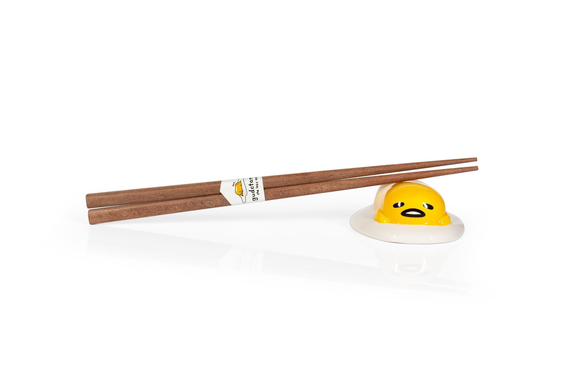 Gudetama The Lazy Egg Chopstick Set & Ceramic Holder | Reusable Chopsticks Set