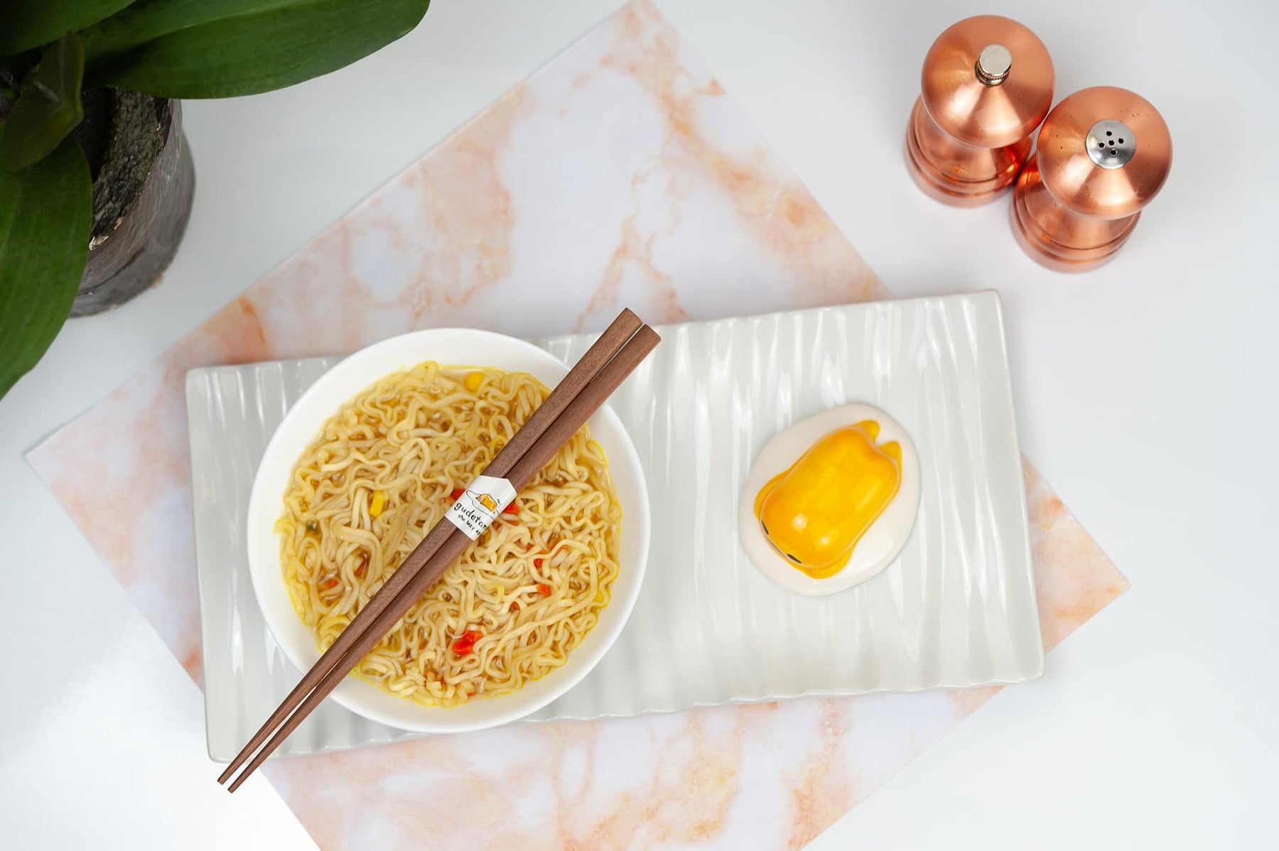 Gudetama The Lazy Egg Chopstick Set & Ceramic Holder | Reusable Chopsticks Set
