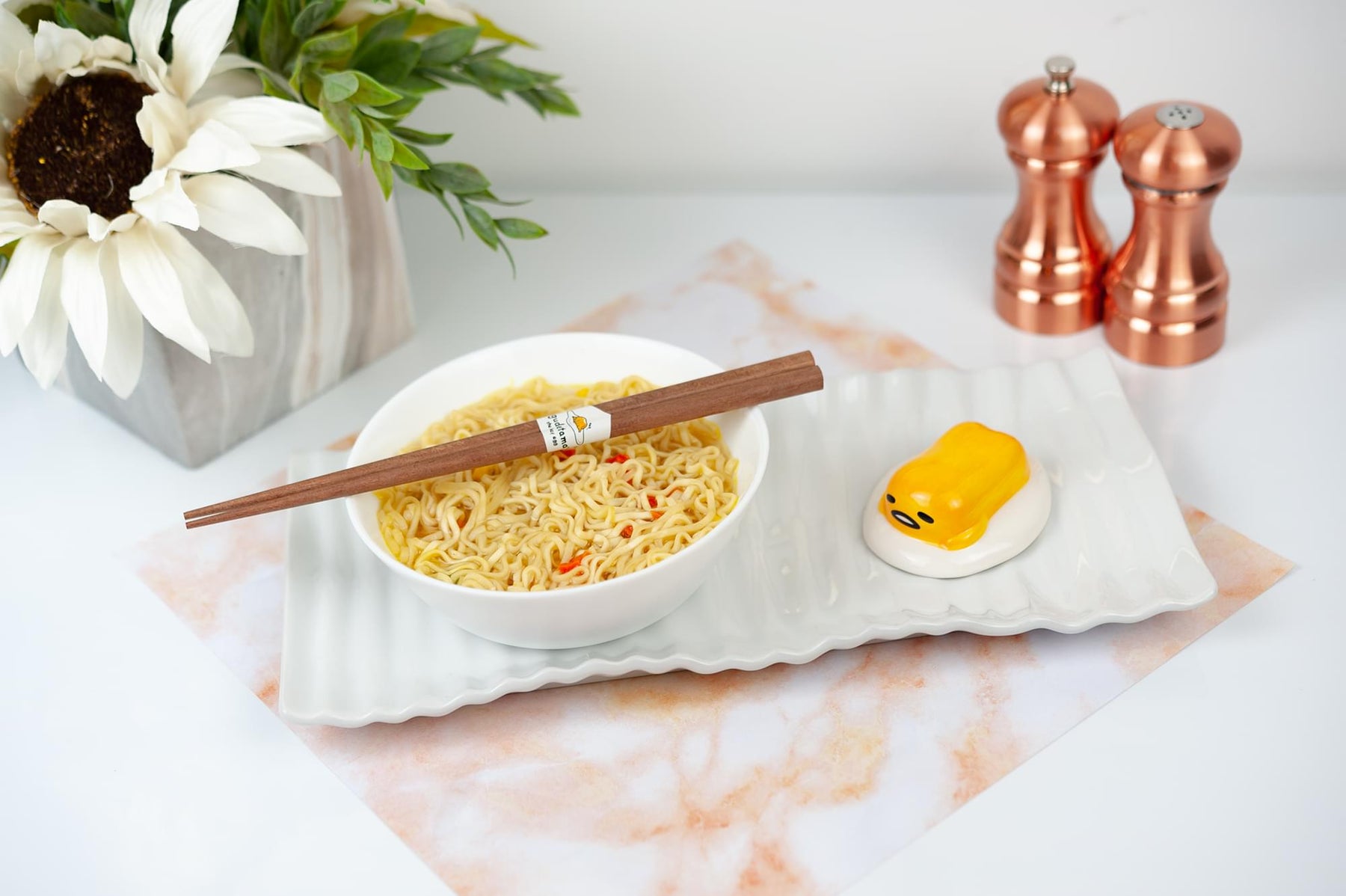 Gudetama The Lazy Egg Chopstick Set & Ceramic Holder | Reusable Chopsticks Set