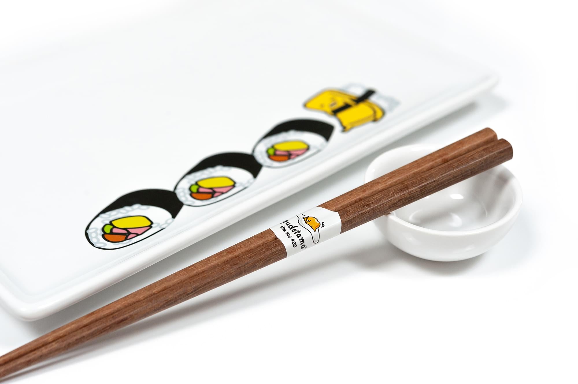 Gudetama Stoneware Sushi Set | Plate | Wasabi Dish | Chopsticks