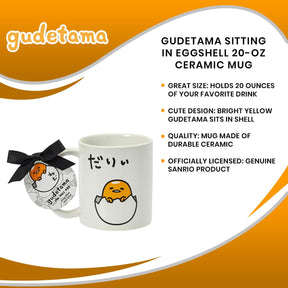 Gudetama Sitting In Eggshell 20-Oz Ceramic Mug
