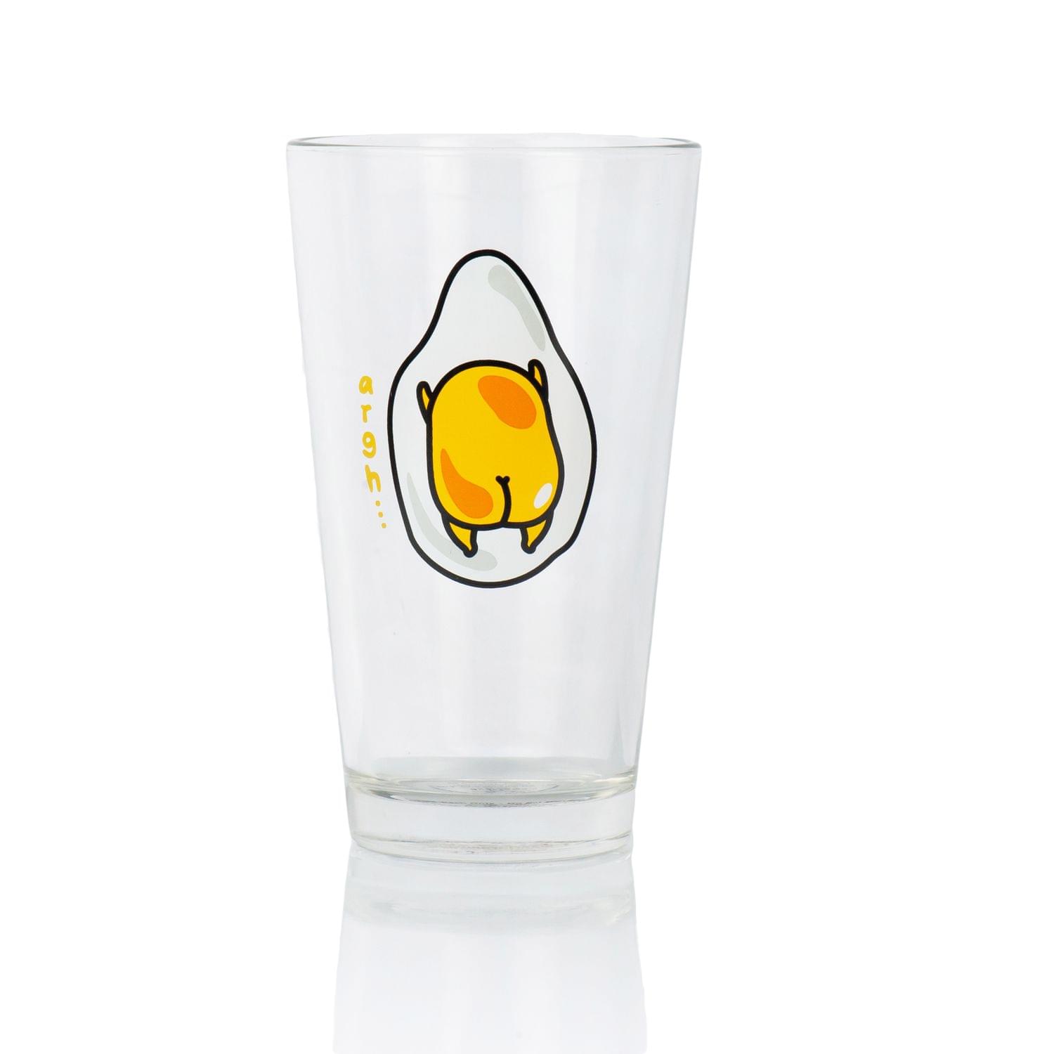 OFFICIAL Gudetama Lazy Egg Glass | Feat. Gudetama Laying Face Down | 16 Oz. Cup