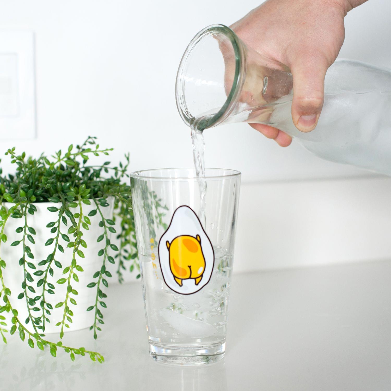 OFFICIAL Gudetama Lazy Egg Glass | Feat. Gudetama Laying Face Down | 16 Oz. Cup