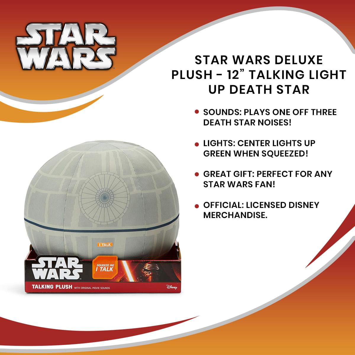 Star Wars Deluxe Plush - 12” Talking Light Up Death Star