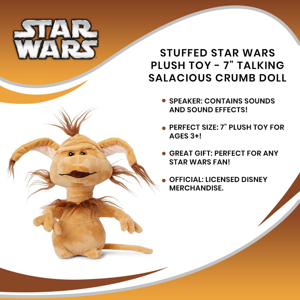 Stuffed Star Wars Plush Toy - 7" Talking Salacious Crumb Doll