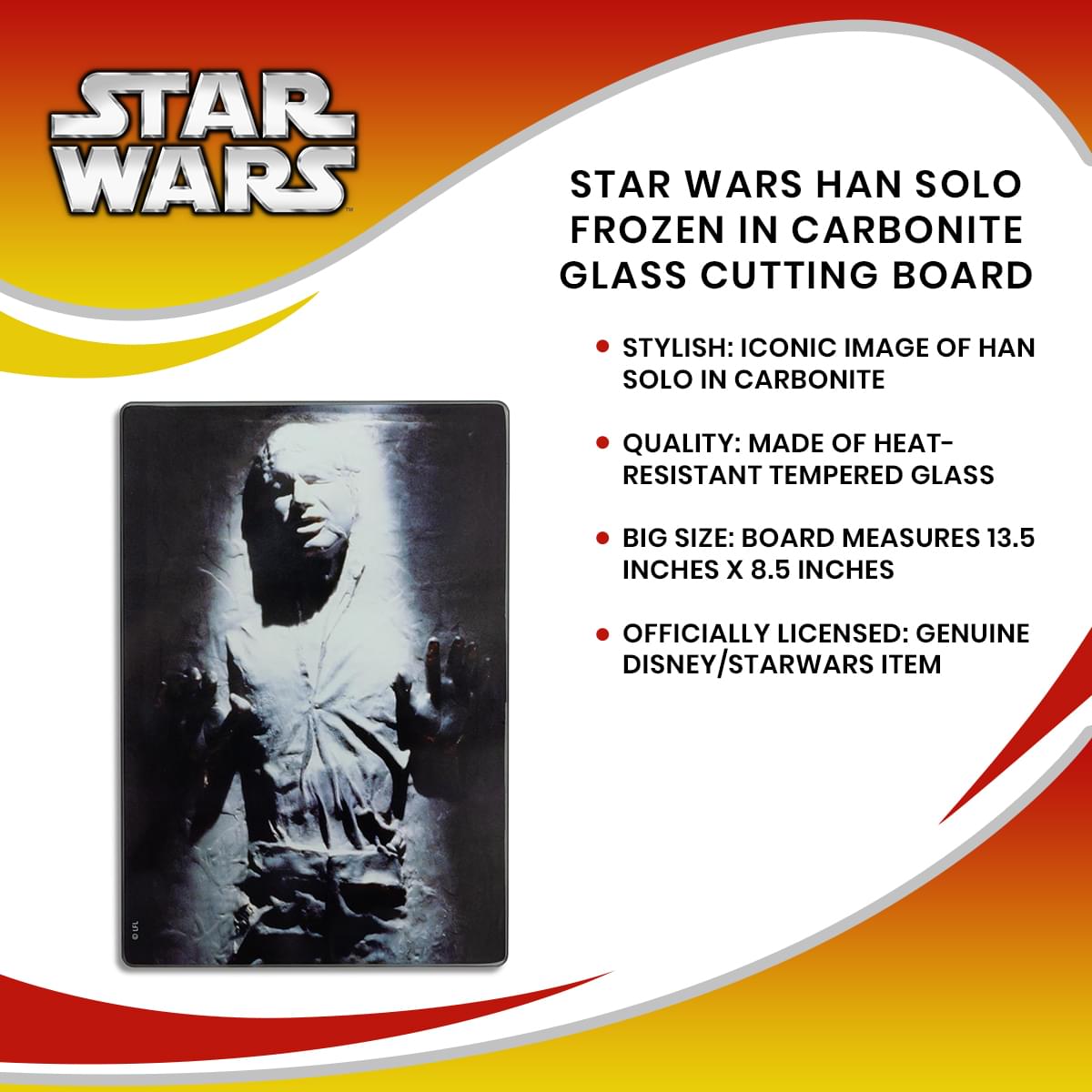 Star Wars Han Solo Frozen in Carbonite Glass Cutting Board