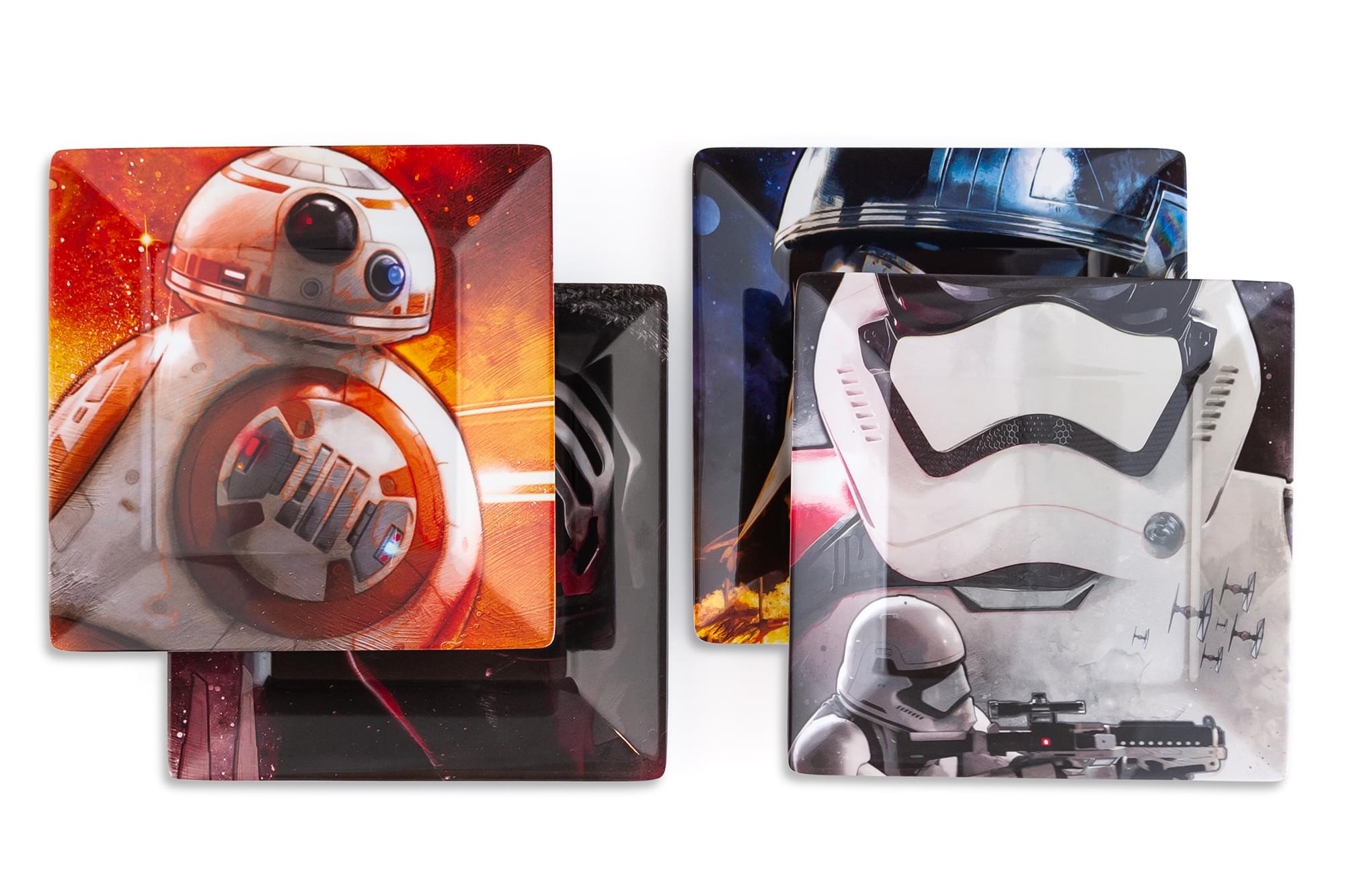 Star Wars Melamine Plate Set - 4 Pieces - Stormtrooper, Kylo Ren, and BB8