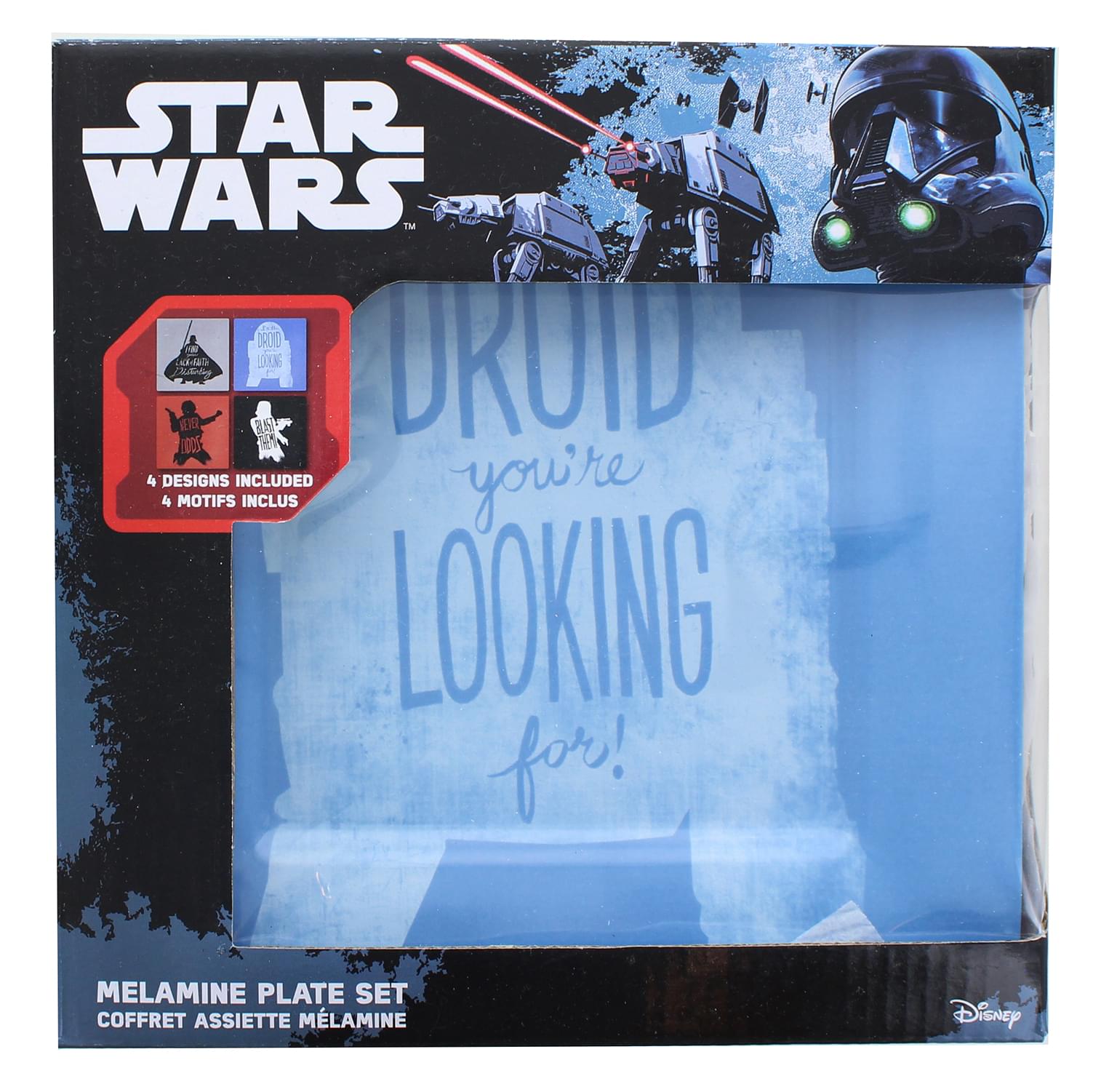 Star Wars 4 Piece Melamine Plate Set | Vader | Solo | R2D2 | Stormtrooper