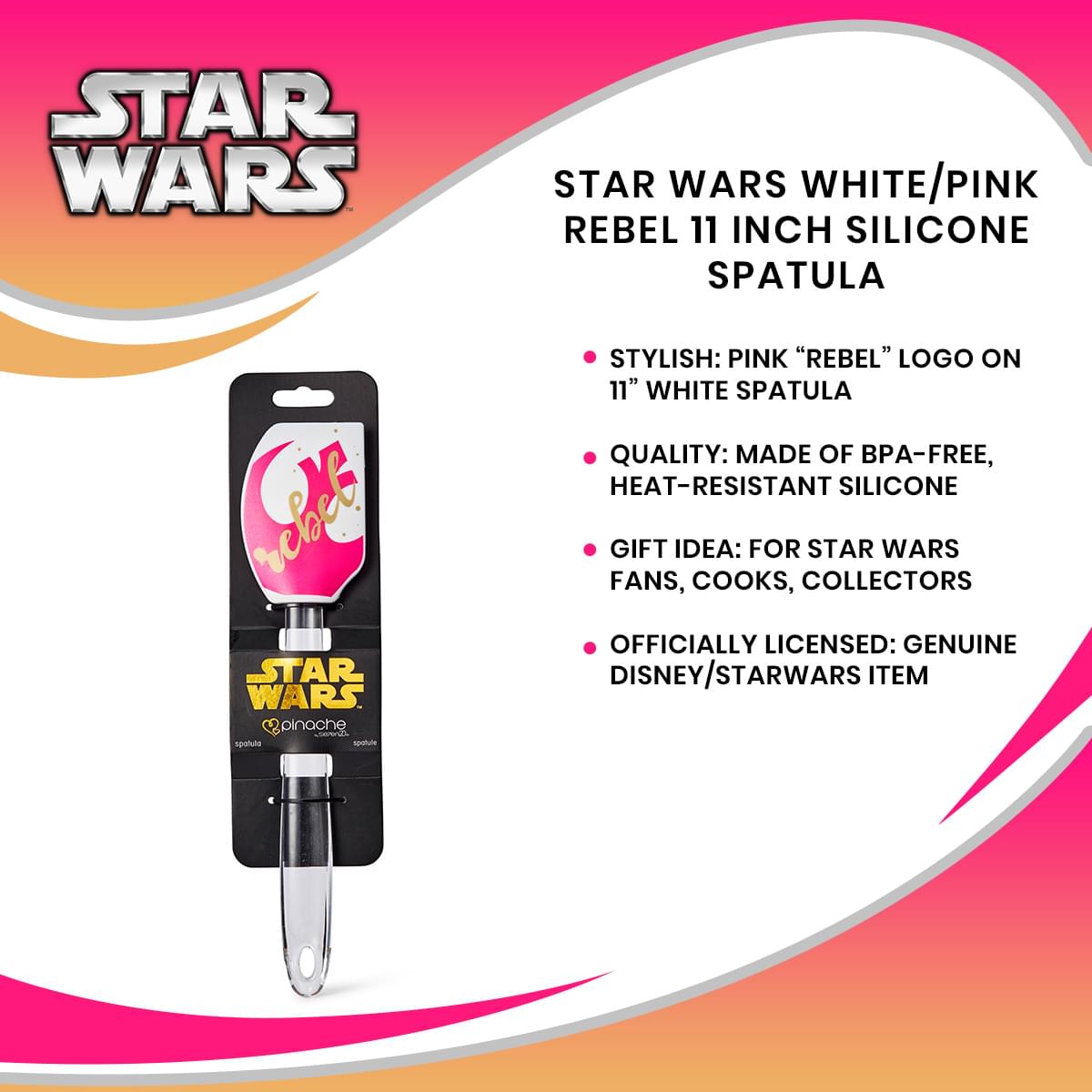 Star Wars White/Pink Rebel 11 Inch Silicone Spatula