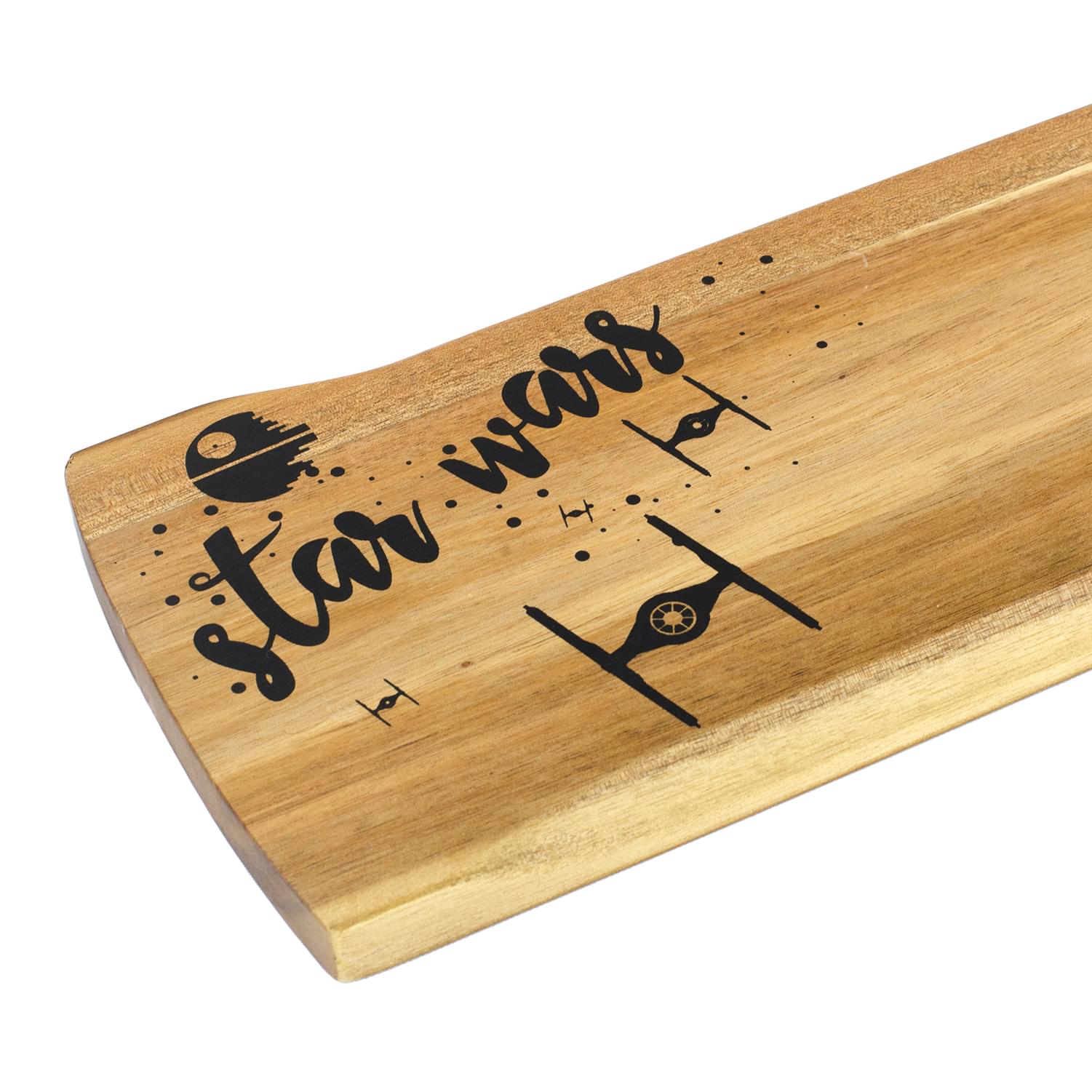 Star Wars 19 Inch Wood Cheese Board | Death Star & Tie Fighter Design