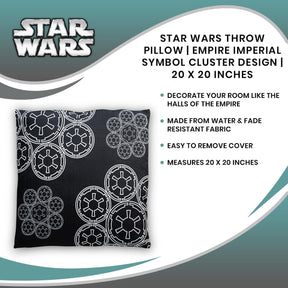 Star Wars Throw Pillow | Empire Imperial Symbol Cluster Design | 20 x 20 Inches