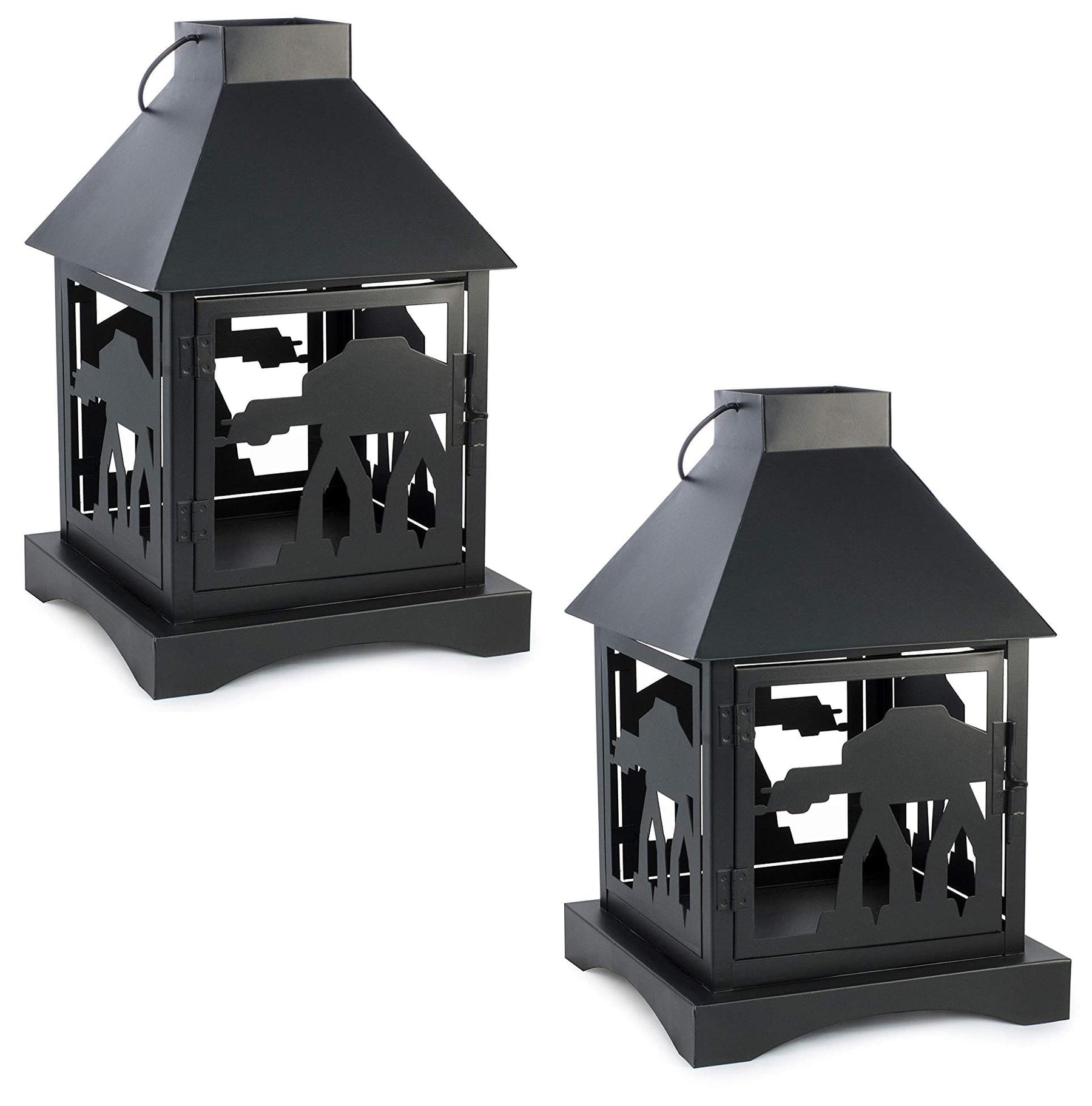 Star Wars Black Stamped Lantern | Imperial AT-AT | 12 Inches | Set of 2
