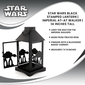 Star Wars Black Stamped Lantern | Imperial AT-AT Walker | 14 Inches Tall
