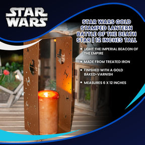Star Wars Gold Stamped Lantern | Battle Of The Death Star | 12 Inches Tall