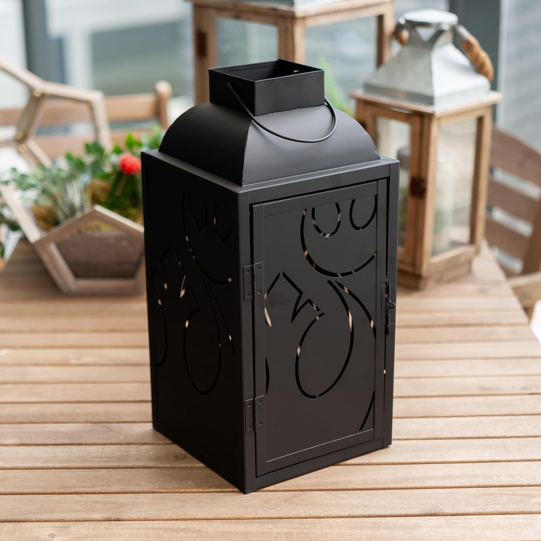 Star Wars Black Stamped Lantern | Rebel Insignia Pattern | 14 Inches Tall