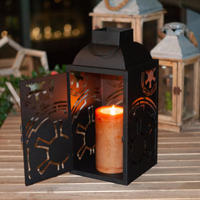 Star Wars Black Stamped Lantern | Empire Imperial Symbol | 14 Inches Tall