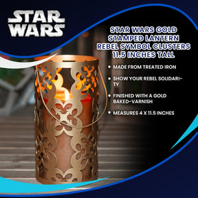 Star Wars Gold Stamped Lantern | Rebel Symbol Clusters | 11.5 Inches Tall