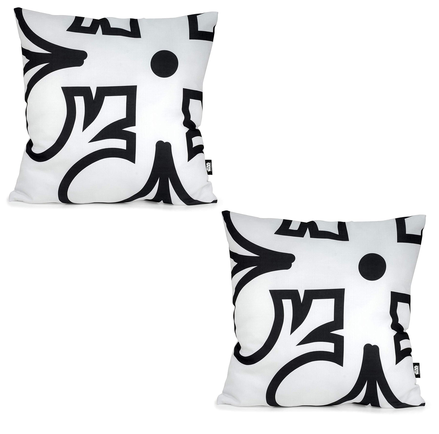 Star Wars White Throw Pillow | Black Rebel Insignia | 25 x 25 Inches | Set of 2
