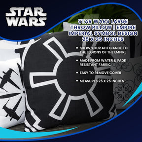 Star Wars Large Throw Pillow | Empire Imperial Symbol Design | 25 x 25 Inches