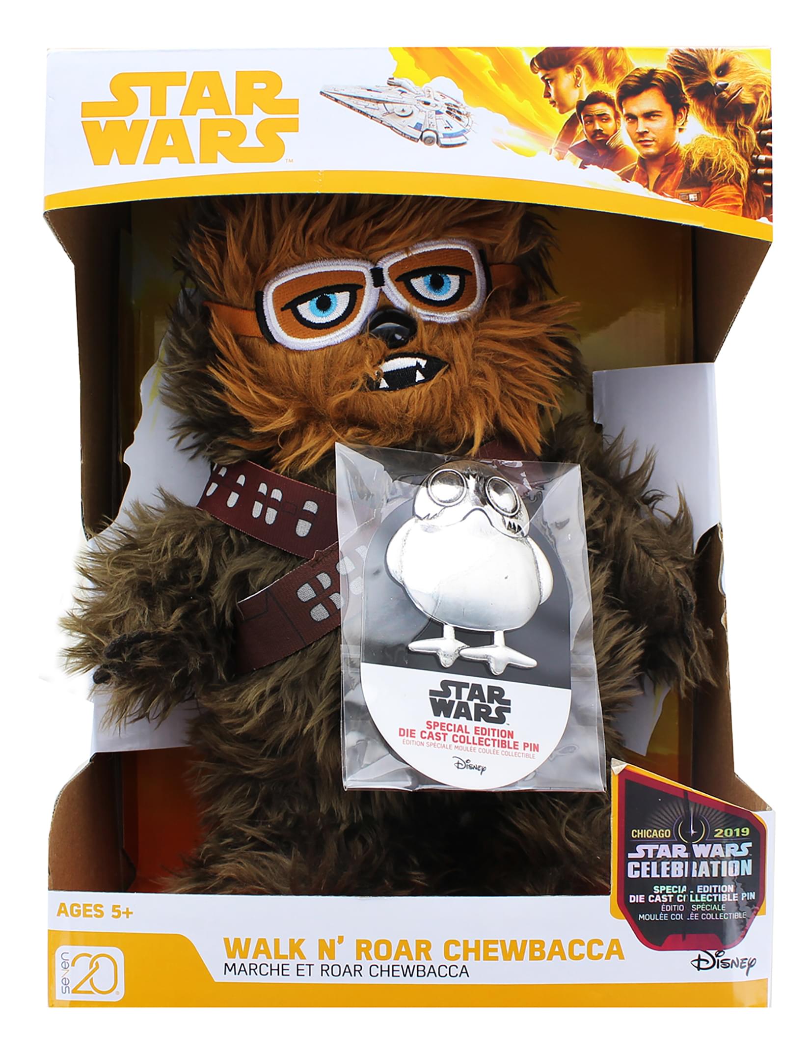 Star Wars Chewbacca Walk n Roar Plush and Porg Pin | 12 inches