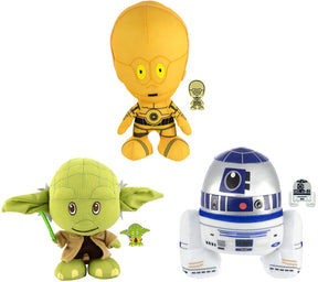 Star Wars Stylized 7 Inch Plush w/ Enamel Pins | Set of 3 | R2, C3PO, Yoda