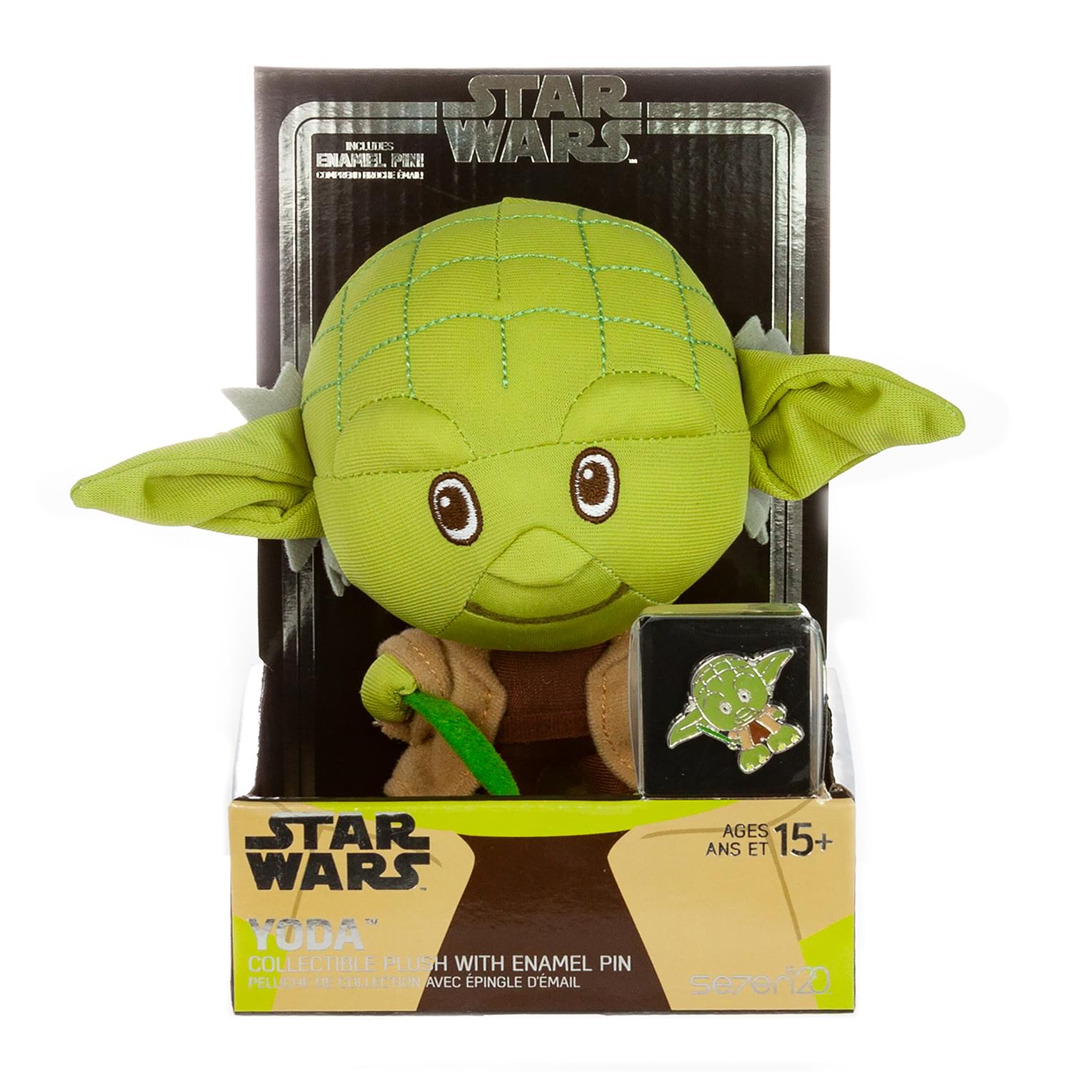 Star Wars Baby Yoda and R2-D2 Stylized 7 Inch Plush Set of 2 With Enamel Pins