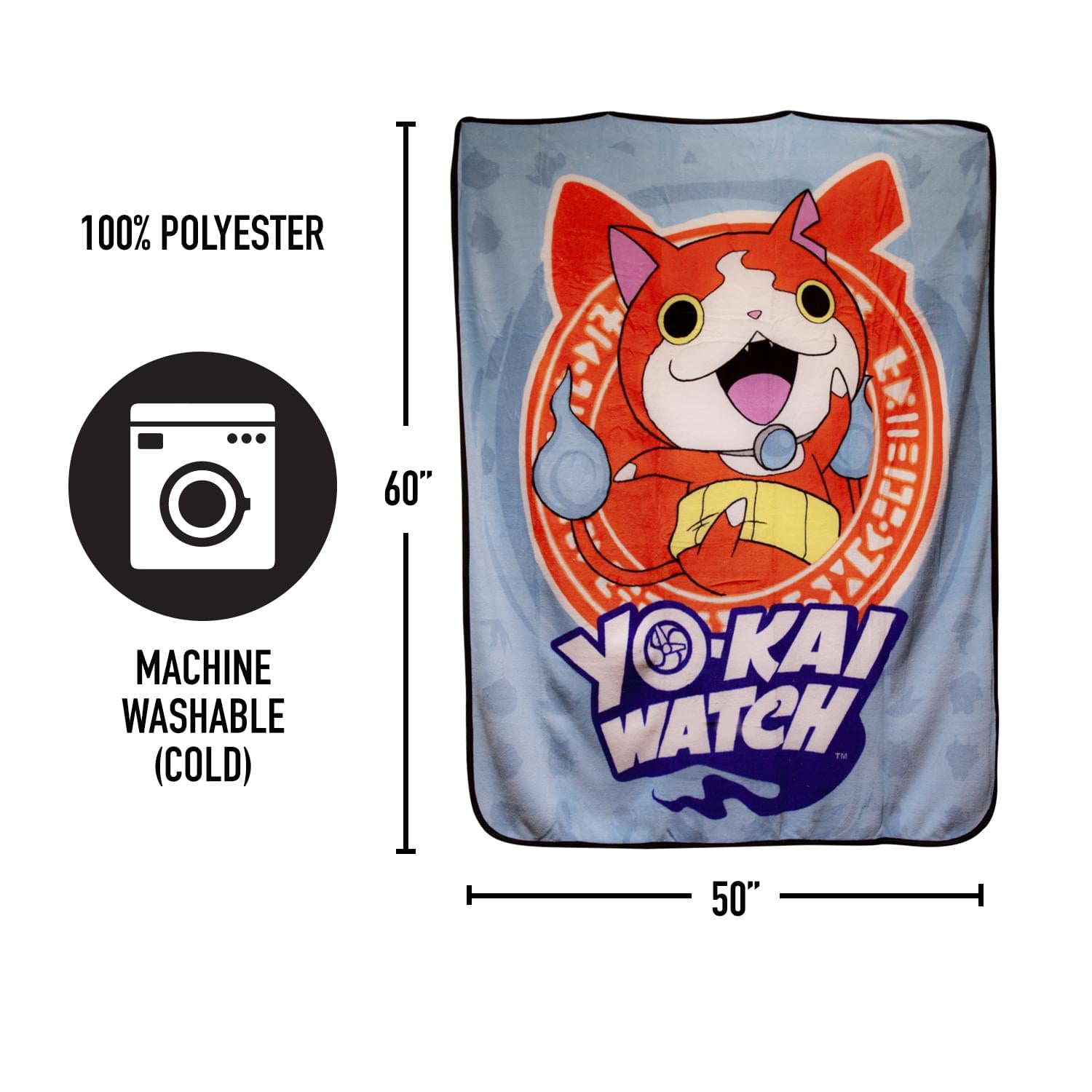 Yo-Kai Watch Jibanyan Lightweight Fleece Throw Blanket | 50 x 60 Inches