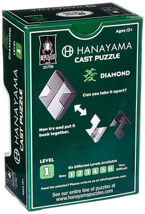 Hanayama Level 1 Cast Metal Brain Teaser Puzzle - Diamond